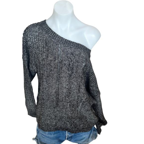LOLE Heather Gray Cable Knit Sweater XL Cotton Oversized Boxy Chunky $120 NEW - Picture 2 of 8